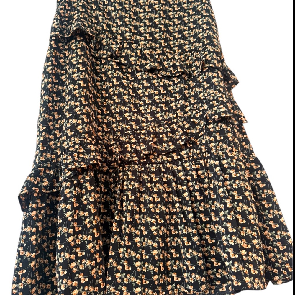 Floral Black Skirt M